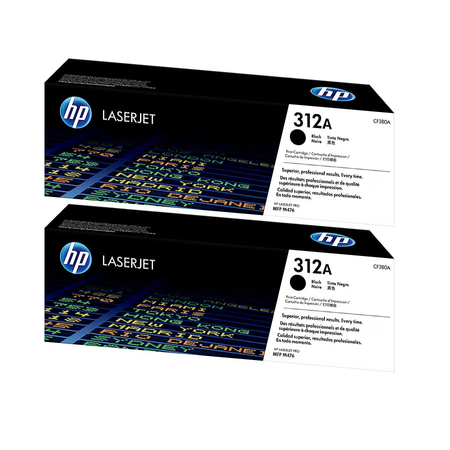 HP 312A Black Standard Yield Toner Cartridge, Pack Of 2, Prints Up to 2,280 Pages (CF380A) - DealJustDeal