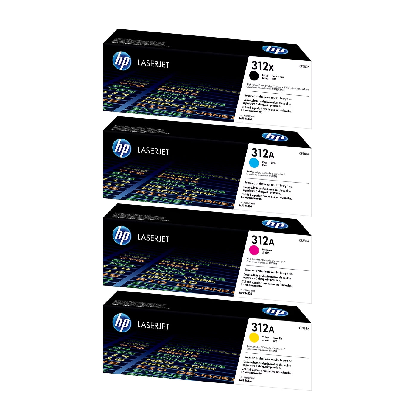 HP 312X Black High Yield, 312A Cyan/Magenta/Yellow Standard Yield Toner Cartridge, Pack Of 4 - DealJustDeal