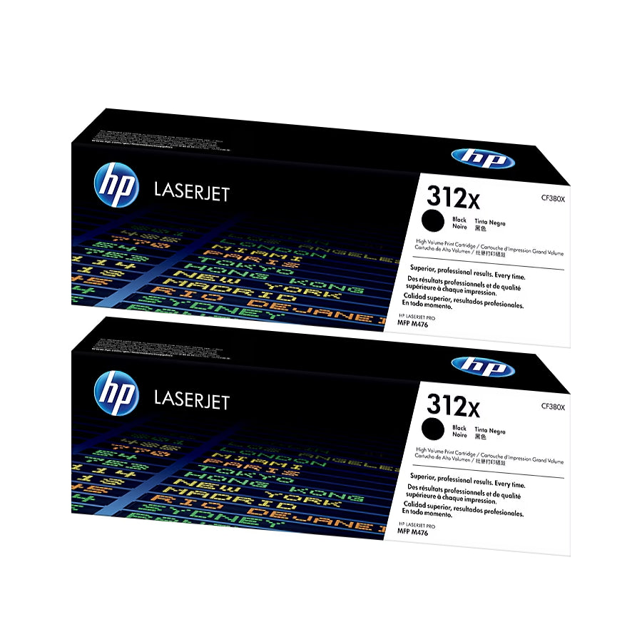 HP 312X Black High Yield Toner Cartridge, Prints Up to 4,400 Pages (CF380X), Pack Of 2 - DealJustDeal