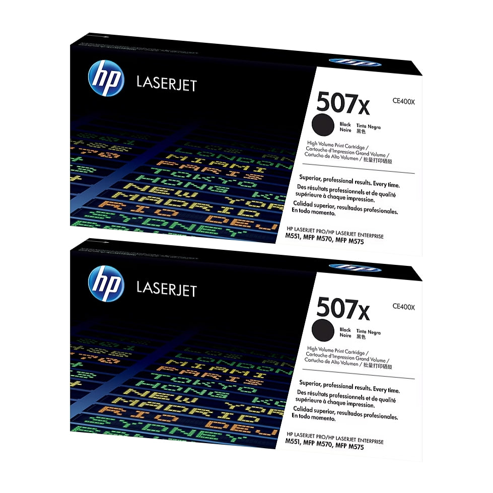 HP 507X Black High Yield Toner Cartridge, Prints Up to 11,000 Pages (CE400X), Pack of 2 - DealJustDeal