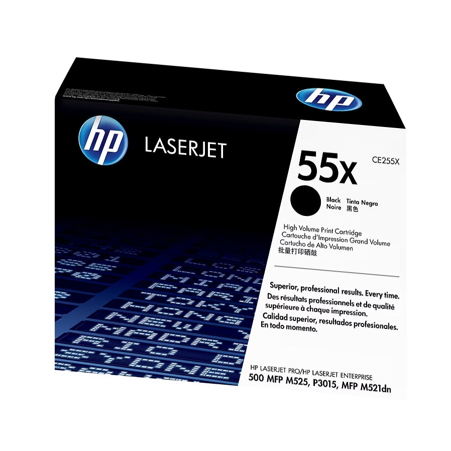 HP 55X Black High Yield Toner Cartridge, Prints Up to 12,500 Pages (CE255X)