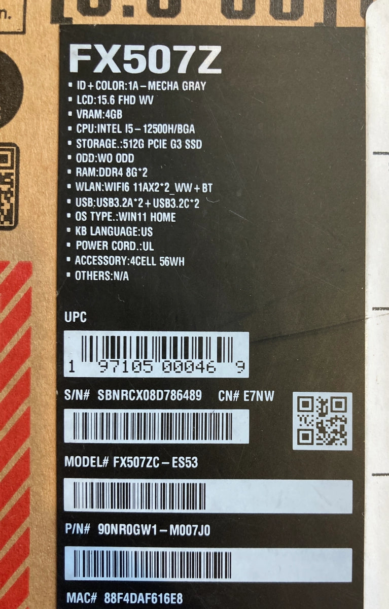 Asus TUF F15 15.6