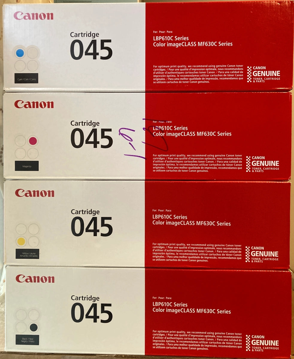 Canon 045 Black, Cyan, Magenta, Yellow Toner Cartridges Pack Of 4 - DealJustDeal
