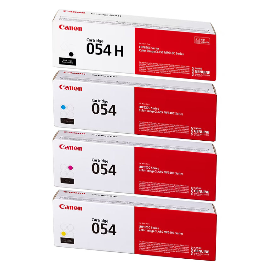 Canon 054 H Black High Yield, 054 Cyan/Magenta/Yellow Standard Yield Toner Cartridge, Pack Of 4 - DealJustDeal
