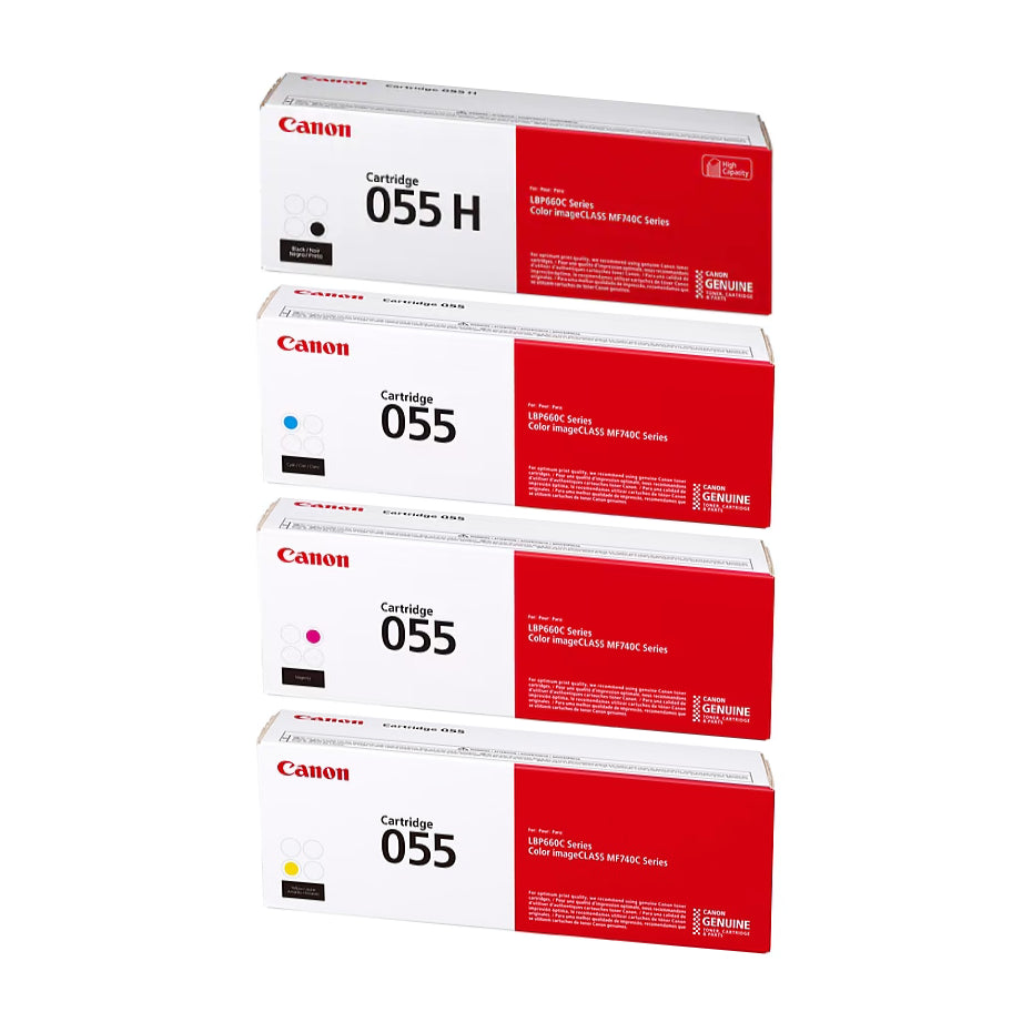 Canon 055 Toner Cartridge Set –4-Pack: Black High Yield & CMY Standard