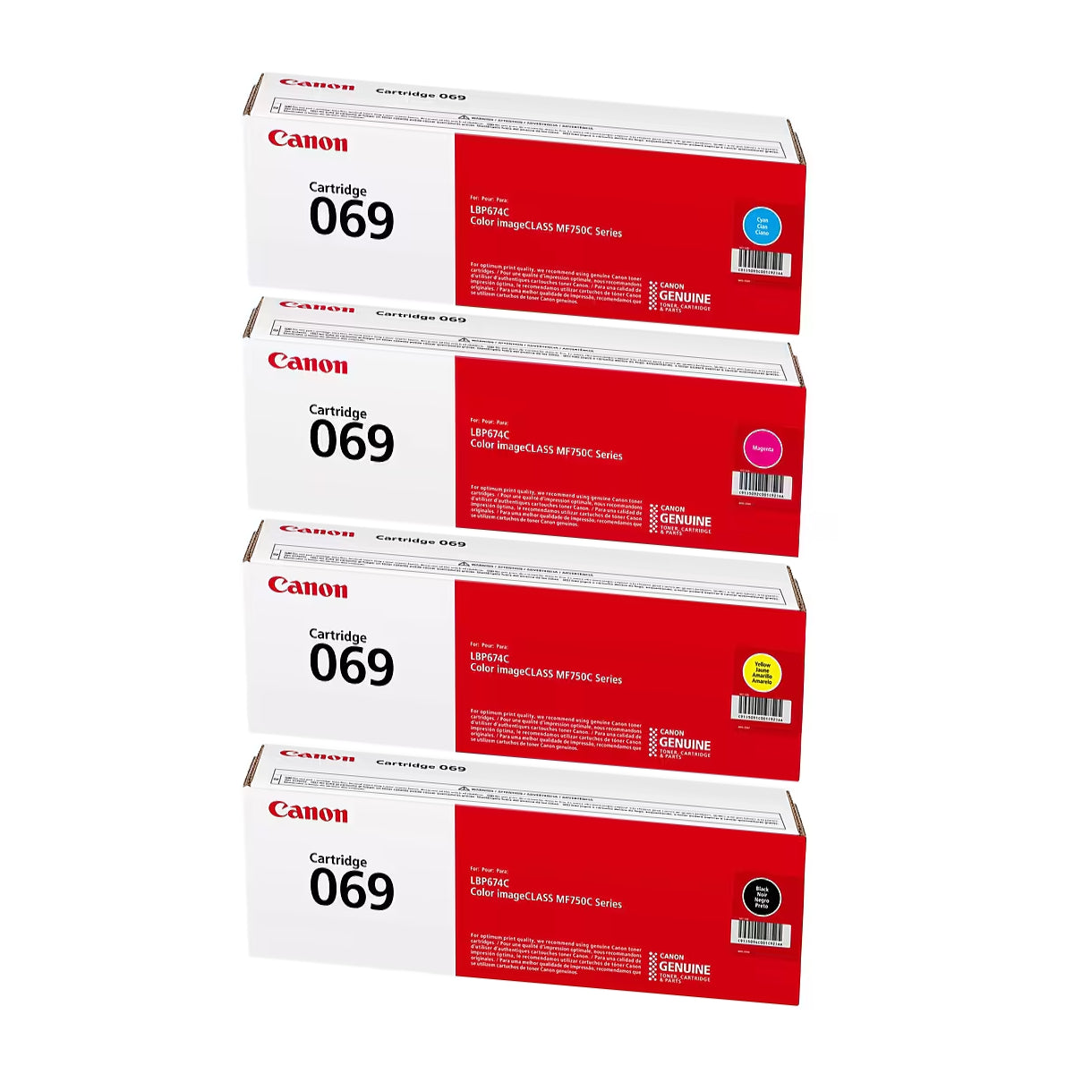 Canon トナーカートリッジ　069 マゼンダ　イエロー　シアン　3色セット Canon 069 black cyan magenta yellow toner cartridges 4-pack