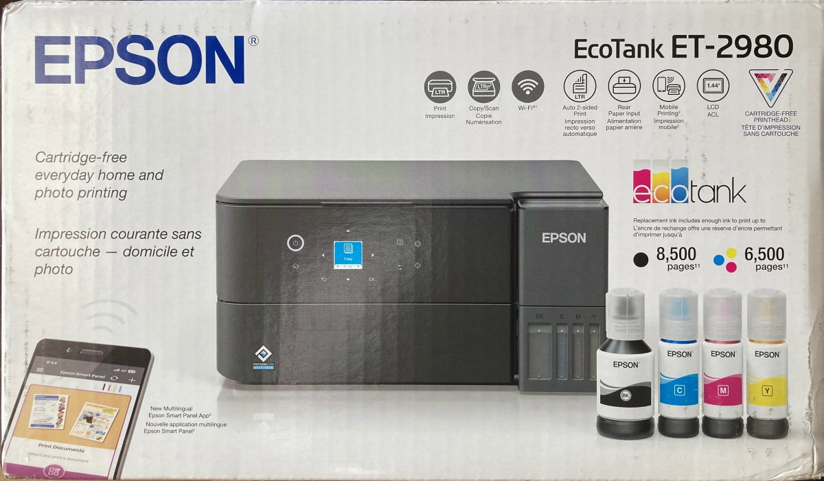 Epson EcoTank ET-2980 Wireless All-in-One Color Supertank Printer, Black (C11CL41201) - DealJustDeal