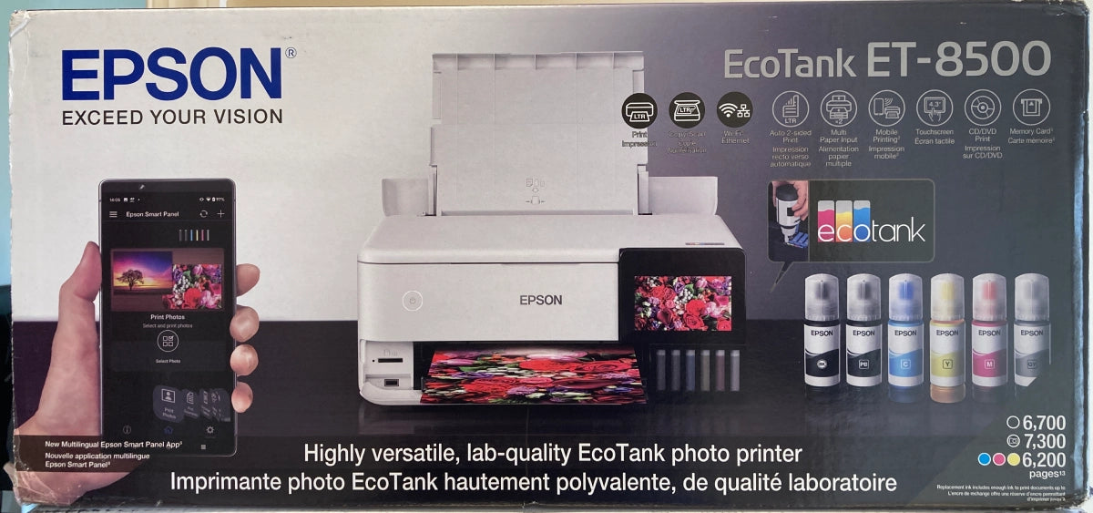 Epson EcoTank Photo ET-8500 Wireless Color All-in-One Inkjet Printer (C11CJ20201) - DealJustDeal
