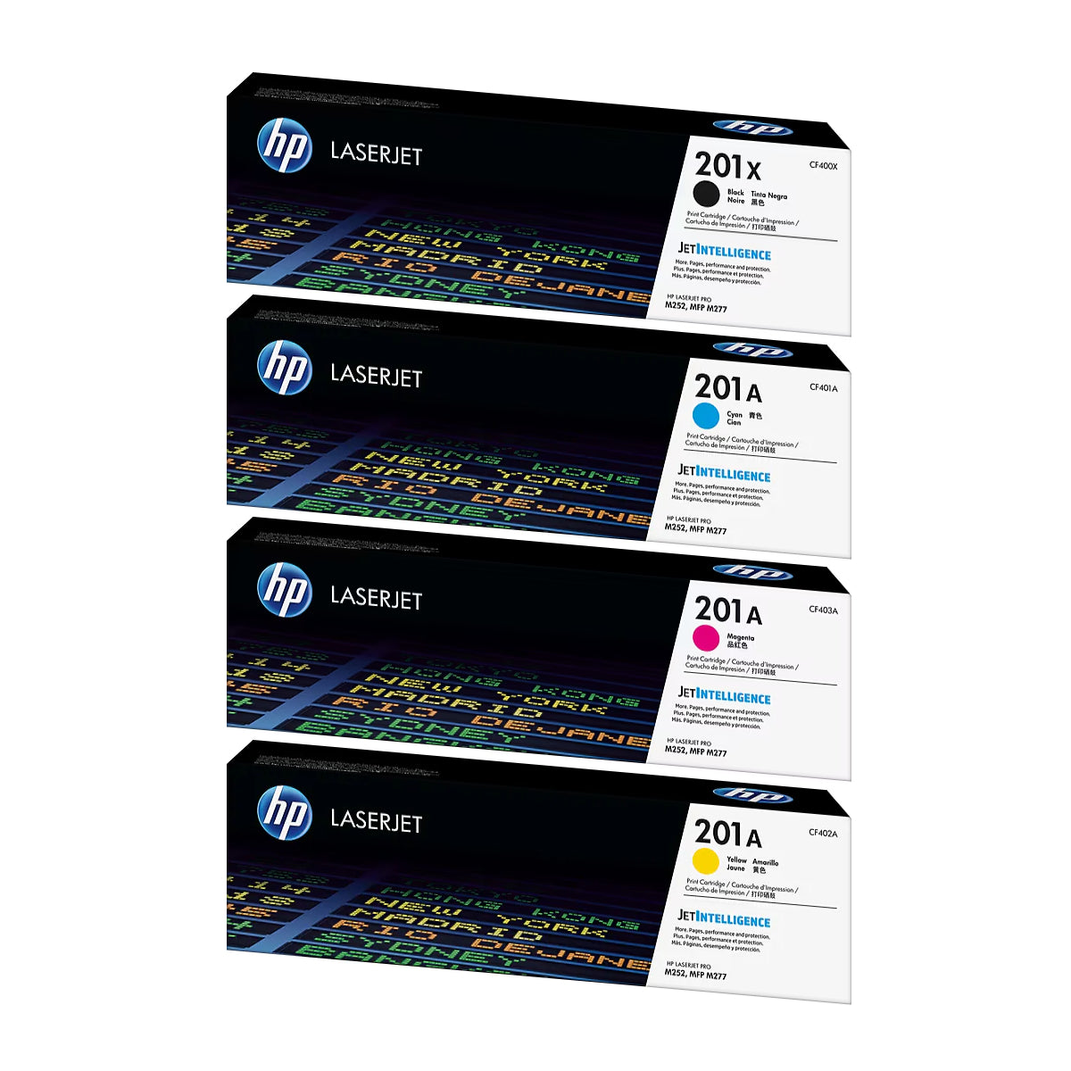 HP 201X Black High Yield, 201A Cyan/Magenta/Yellow Standard Yield Toner Cartridge, Pack Of 4 - DealJustDeal