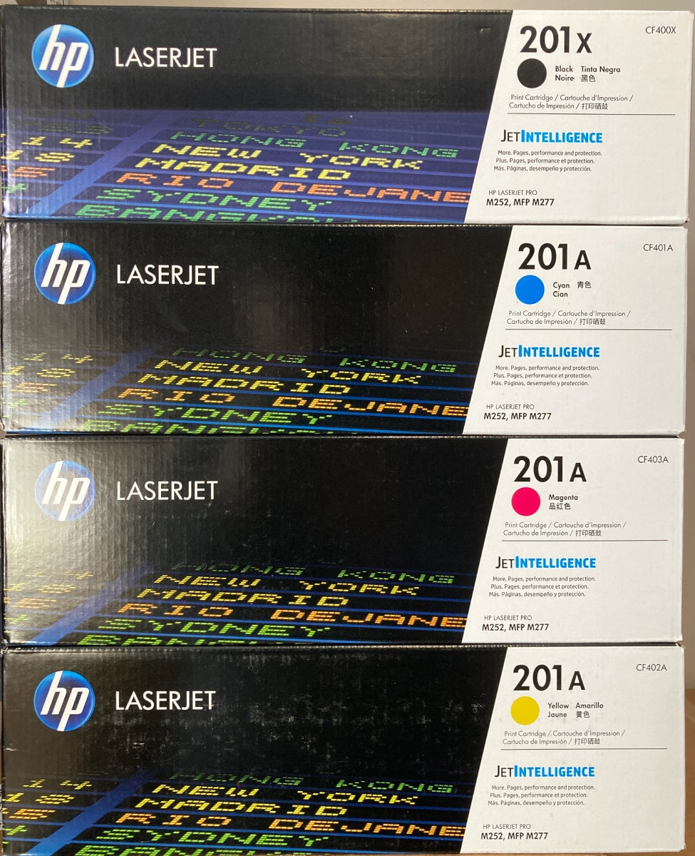 HP 201X Black High Yield, 201A Cyan/Magenta/Yellow Standard Yield Toner Cartridge, Pack Of 4 - DealJustDeal