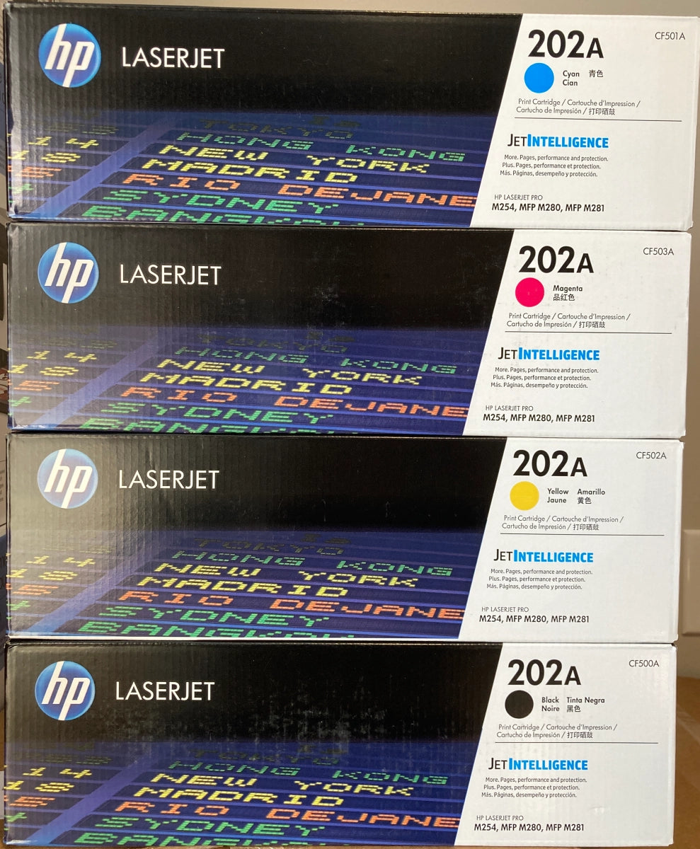 HP 202A Black/Cyan/Magenta/Yellow Standard Yield Toner Cartridge, Pack Of 4 - DealJustDeal