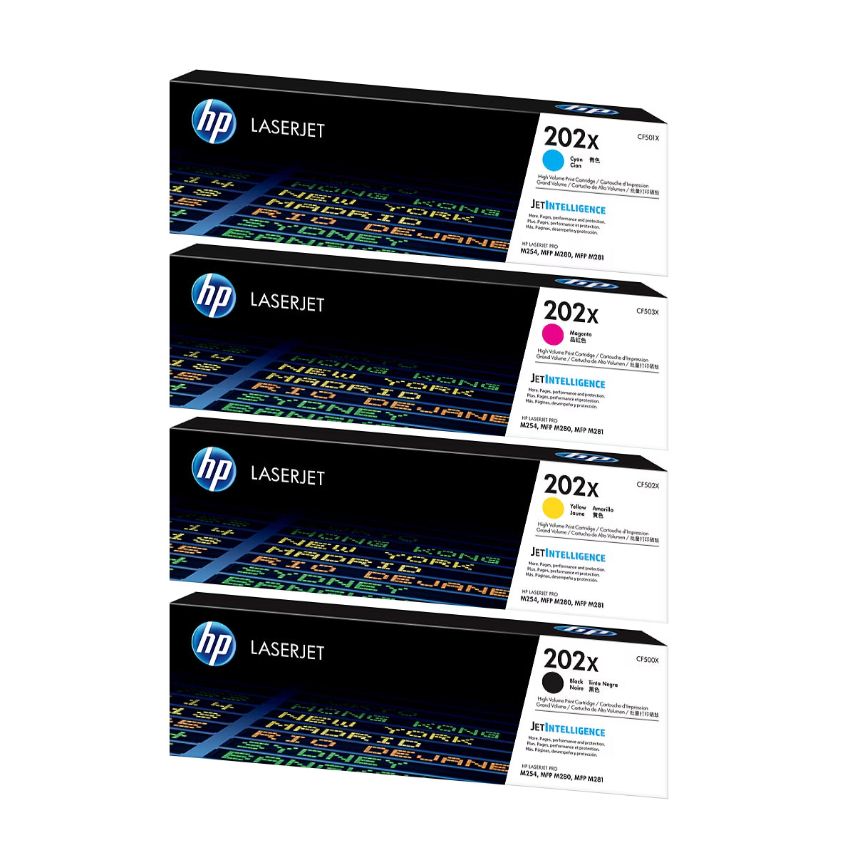 HP 202X Black/Cyan/Magenta/Yellow High Yield Toner Cartridge, Pack Of 4 - DealJustDeal