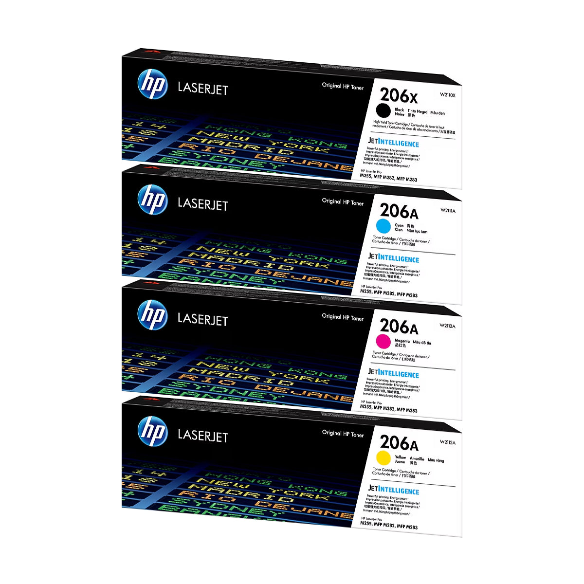 HP 206X Black High Yield, 206A Cyan/Magenta/Yellow Standard Yield Toner Cartridge, Pack Of 4 - DealJustDeal