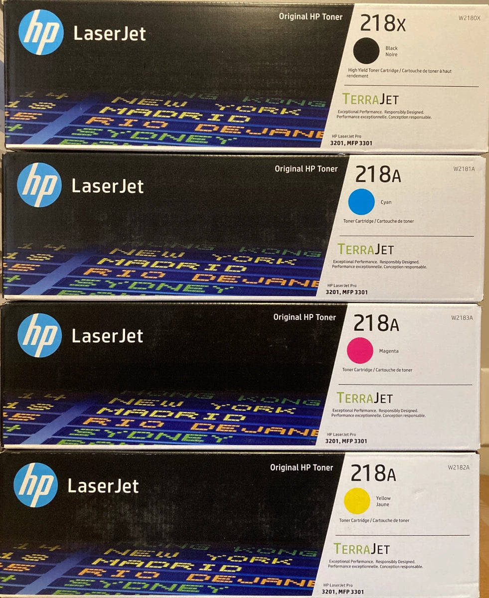 HP 218X Black High Yield, 218A Cyan/Magenta/Yellow Standard Yield Toner Cartridge, Pack Of 4 - DealJustDeal