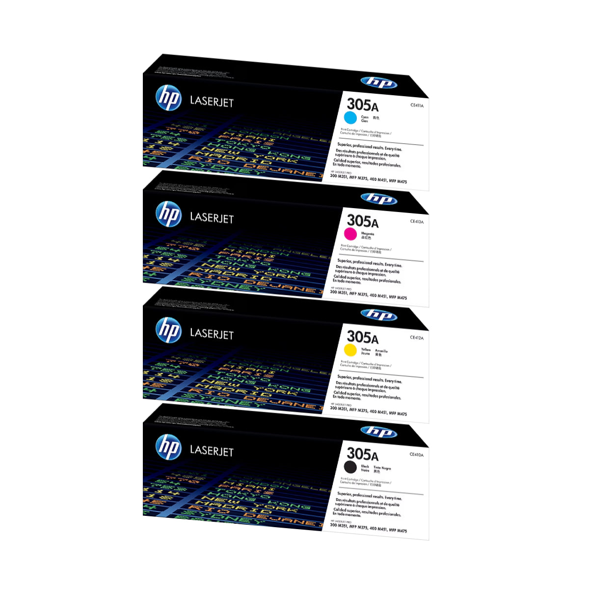 HP 305A Black/Cyan/Magenta/Yellow Standard Yield Toner Cartridge, Pack Of 4 - DealJustDeal