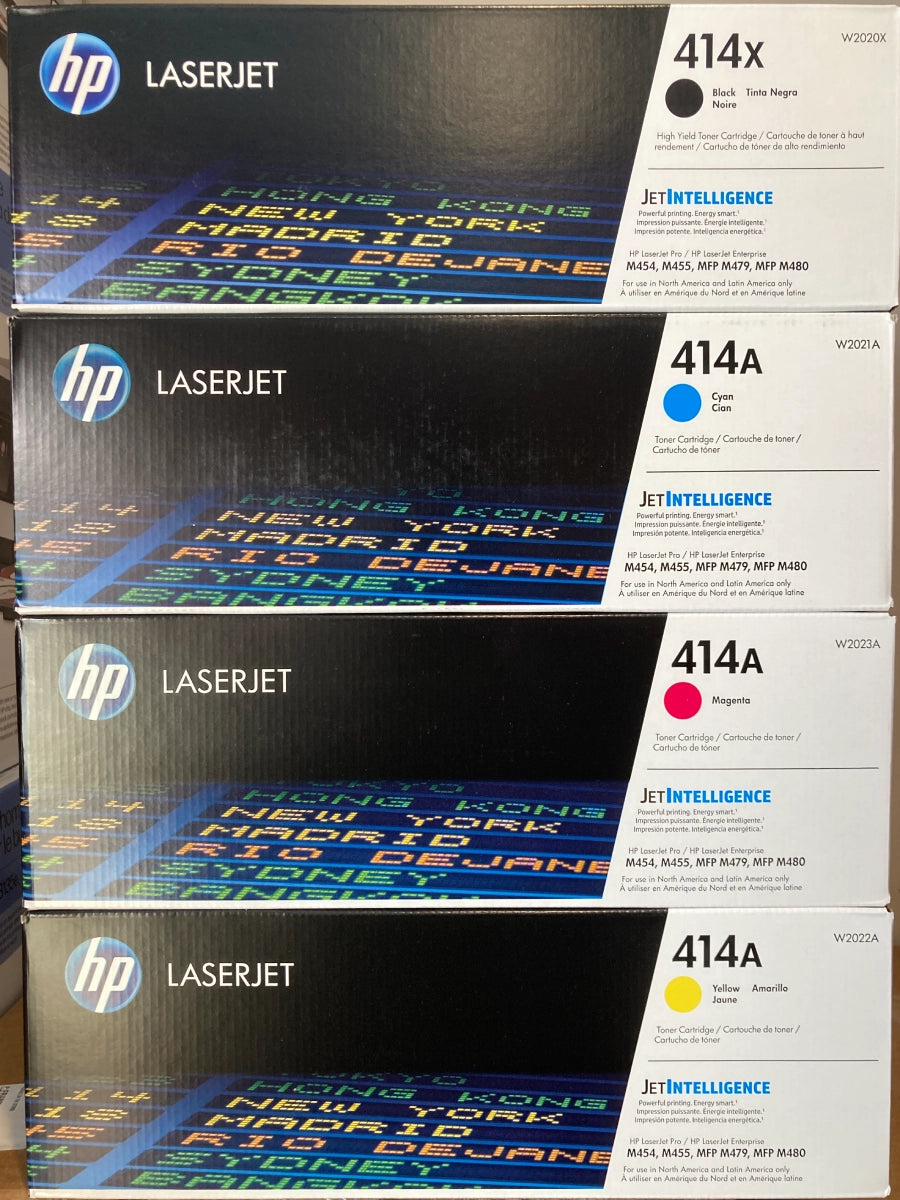 HP 414X Black High Yield, 414A Cyan/Magenta/Yellow Standard Yield Toner Cartridge, Pack Of 4 - DealJustDeal