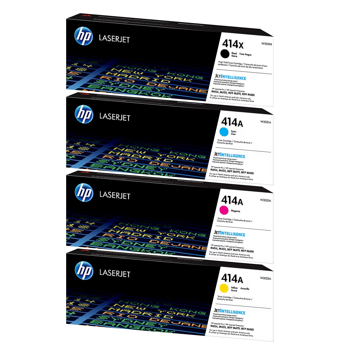USED - HP 414X Black High Yield, 414A Cyan/Magenta/Yellow Standard Yield Toner Cartridge, Pack Of 4 - DealJustDeal