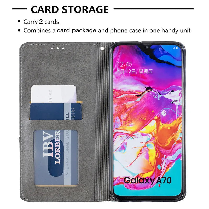 Flip Stand Magnetic Leather Galaxy A Case - DealJustDeal