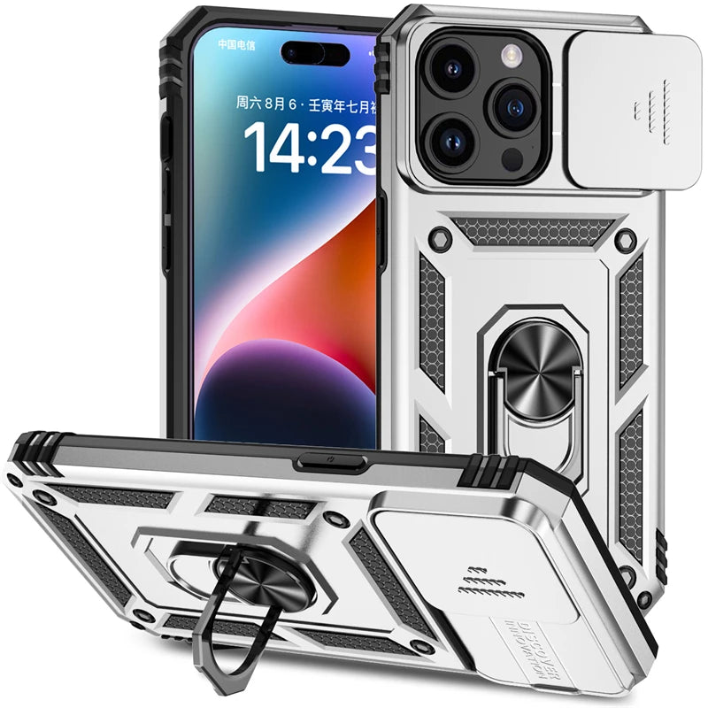 Slide the camera cover Armor Magnetic iPhone Case - DealJustDeal