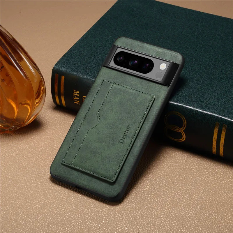Magnetic Leather Card Holder Wallet Google Case - DealJustDeal