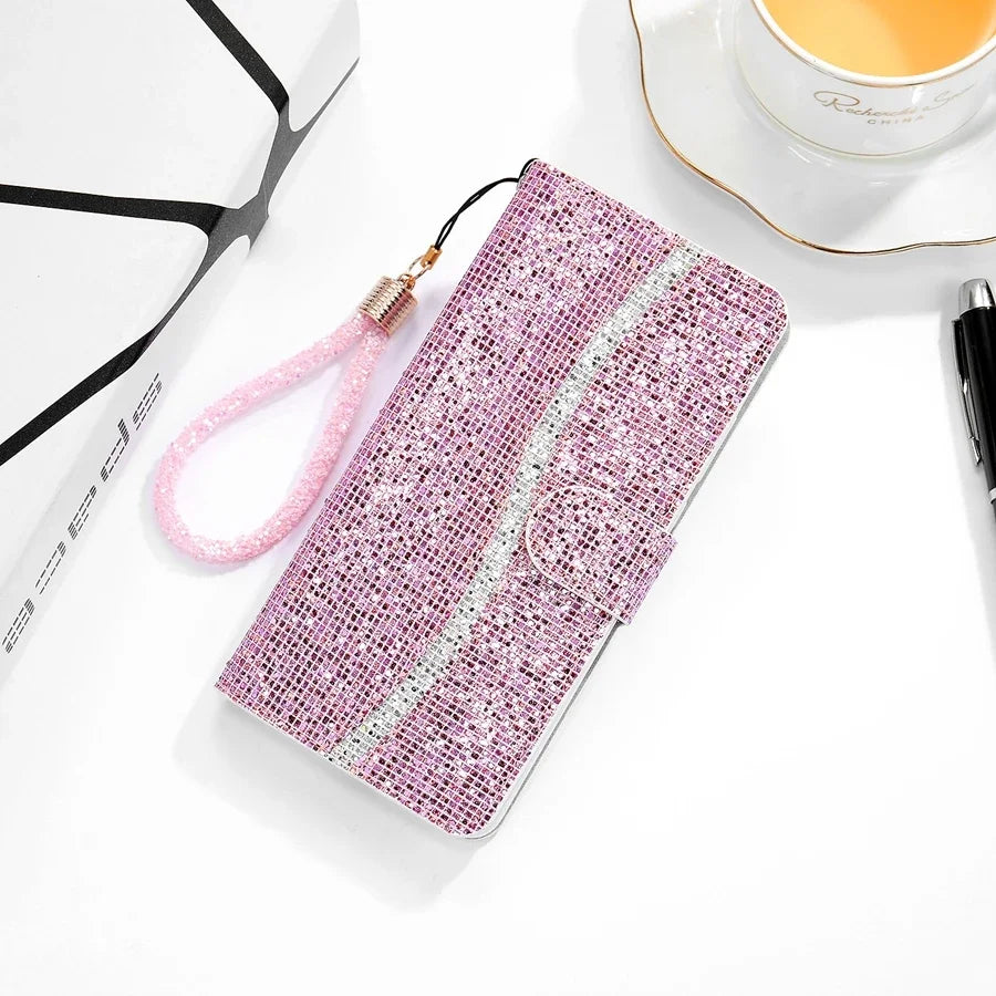 Glitter Anti-fall Wallet Flip Leather iPhone Case - DealJustDeal