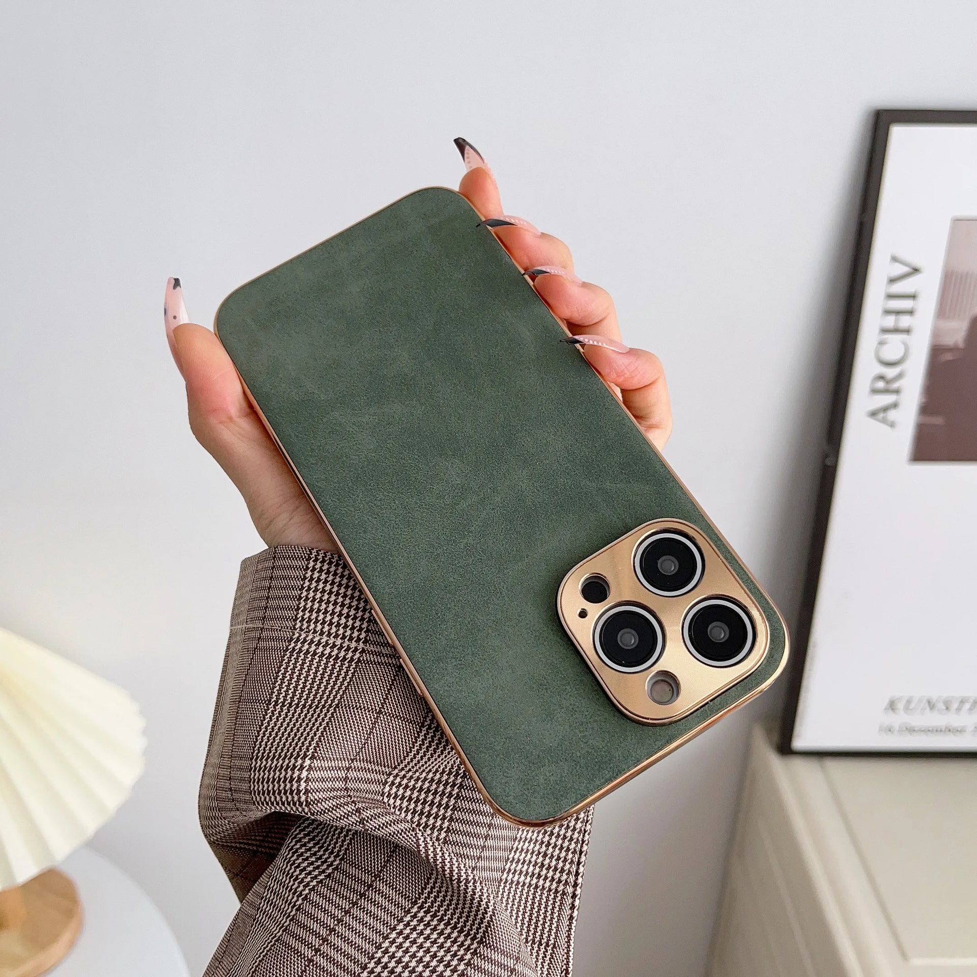 Electroplated Frame Leather iPhone Case - DealJustDeal