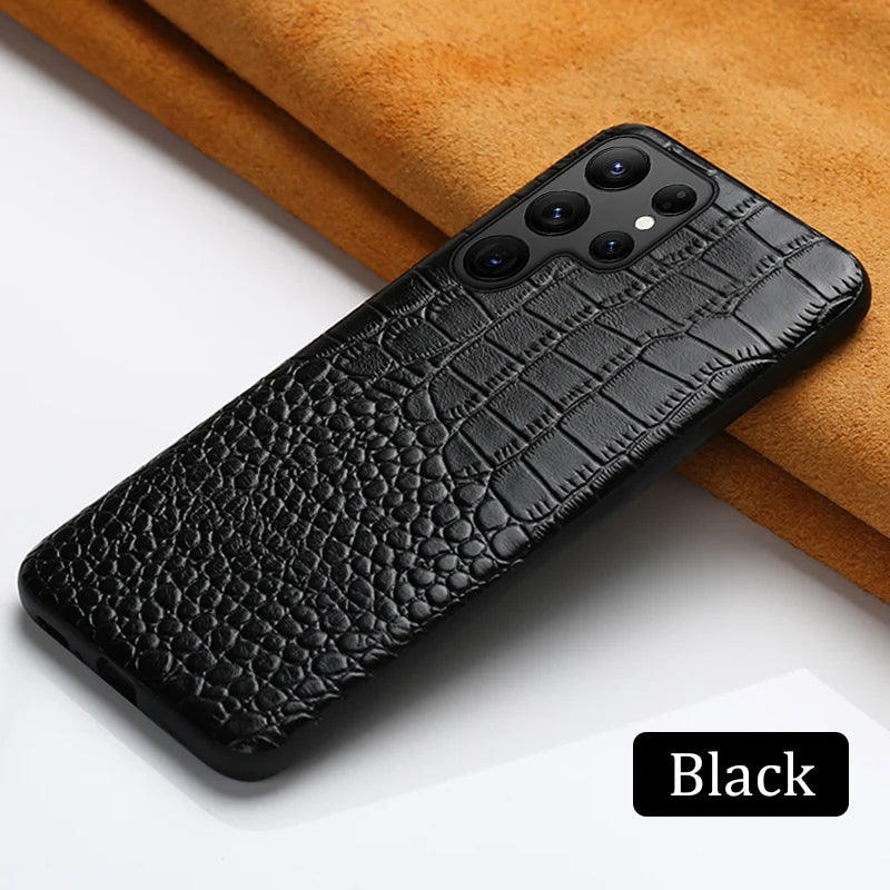 Wireless charging Anti-Glare Genuine Leather Galaxy A, Note and S Case - DealJustDeal