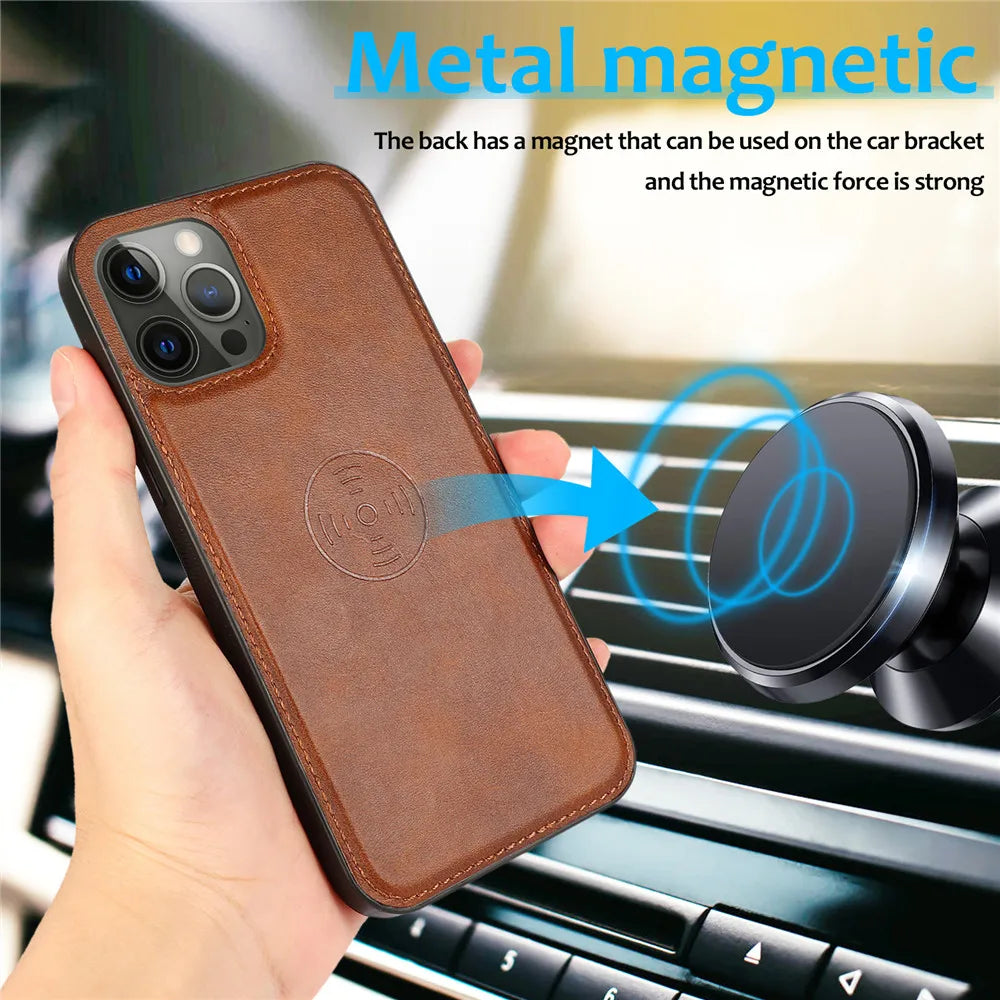 Stand Wallet Magnetic Leather iPhone Case - DealJustDeal