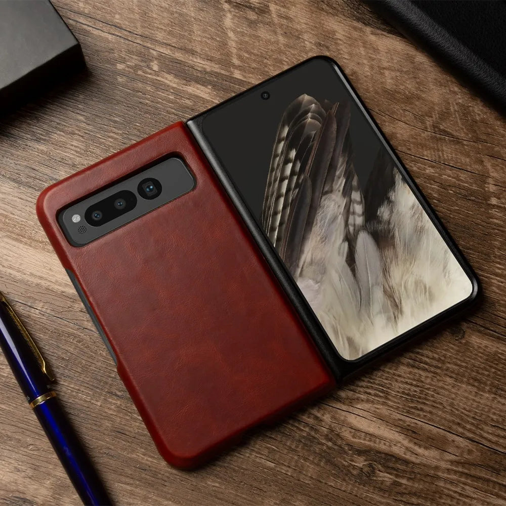 Anti-Scratch Oil Wax Genuine Leather Google Case - DealJustDeal