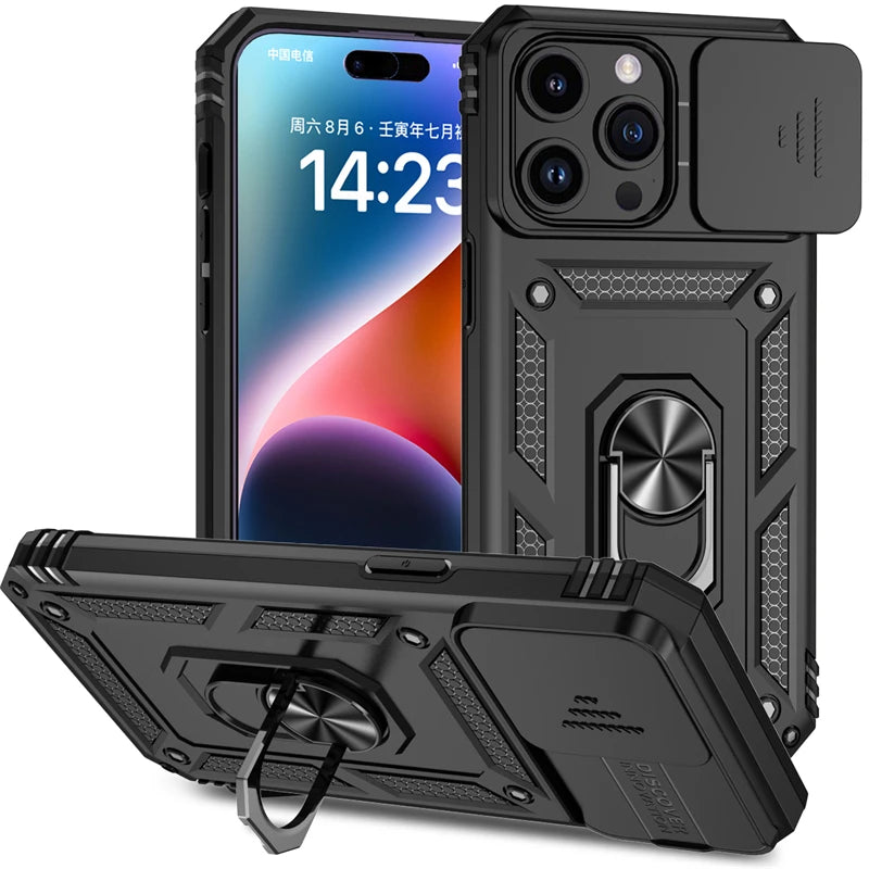 Slide the camera cover Armor Magnetic iPhone Case - DealJustDeal