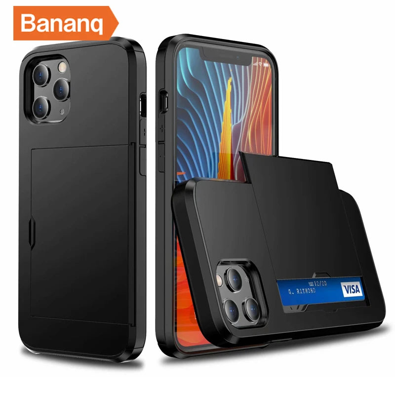 Shockproof  Slide Card Pocket iPhone Case - DealJustDeal