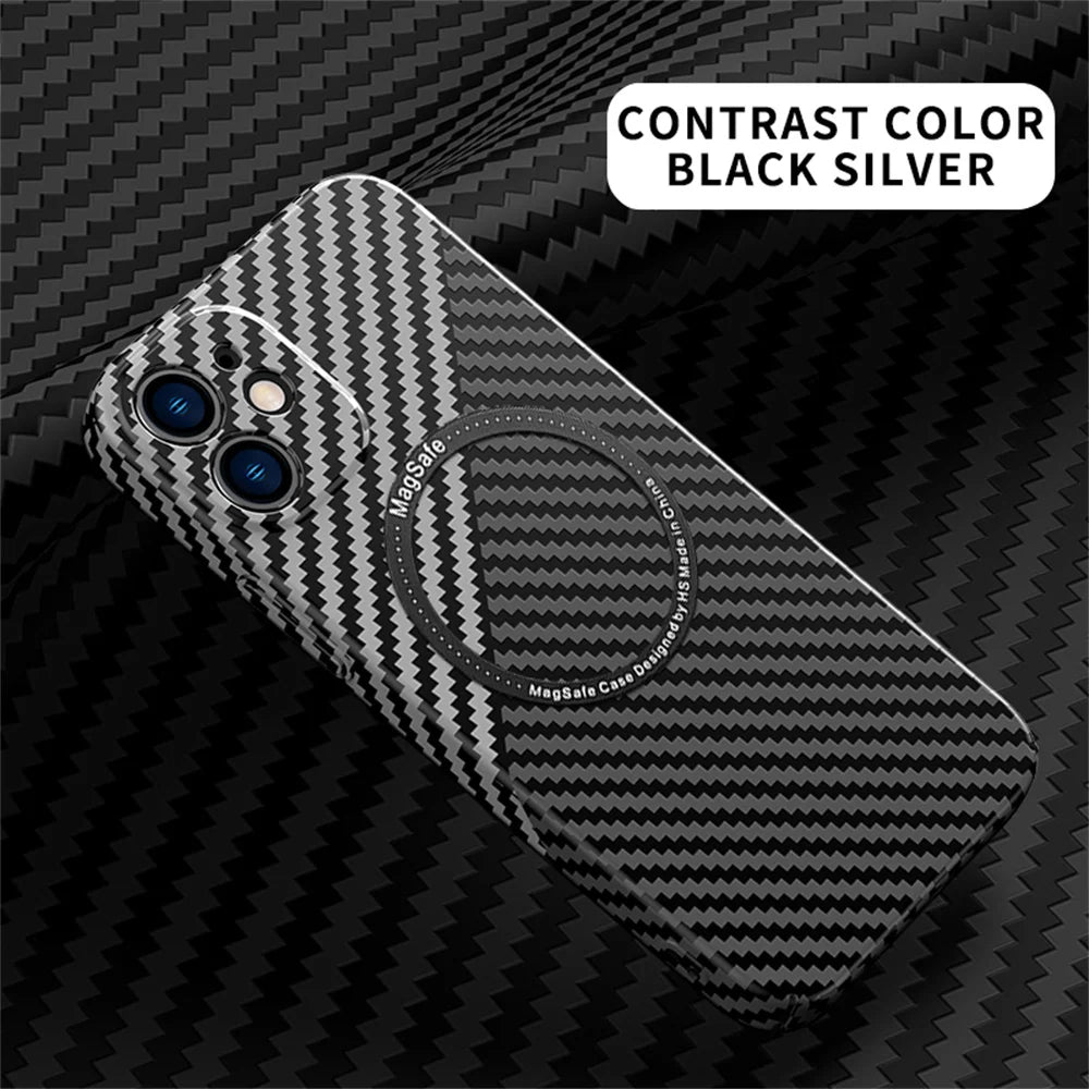 Carbon Fiber Pattern Magsafe Magnetic iPhone Case - DealJustDeal