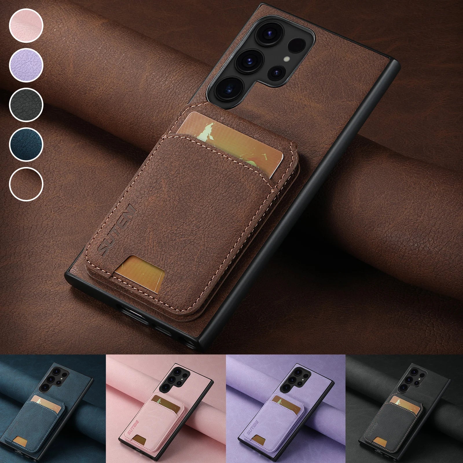 Leather Wallet Card Holder Galaxy Note and S Case - DealJustDeal