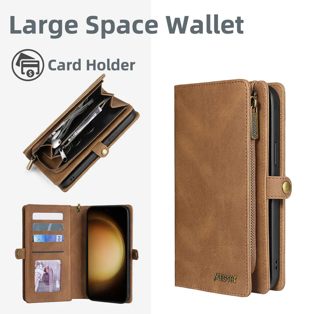 Detachable Magnetic Wallet Leather Galaxy Note Case - DealJustDeal