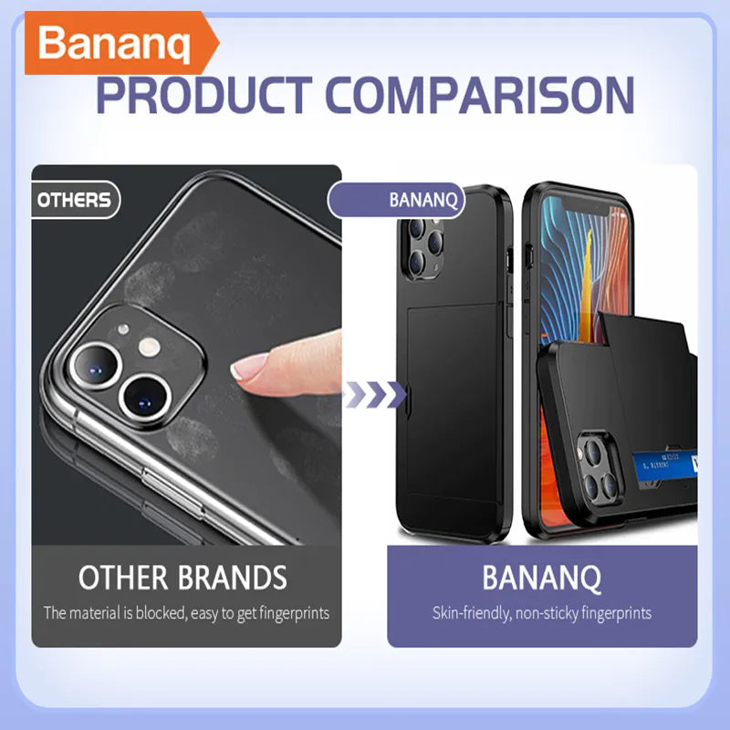 Shockproof  Slide Card Pocket iPhone Case - DealJustDeal