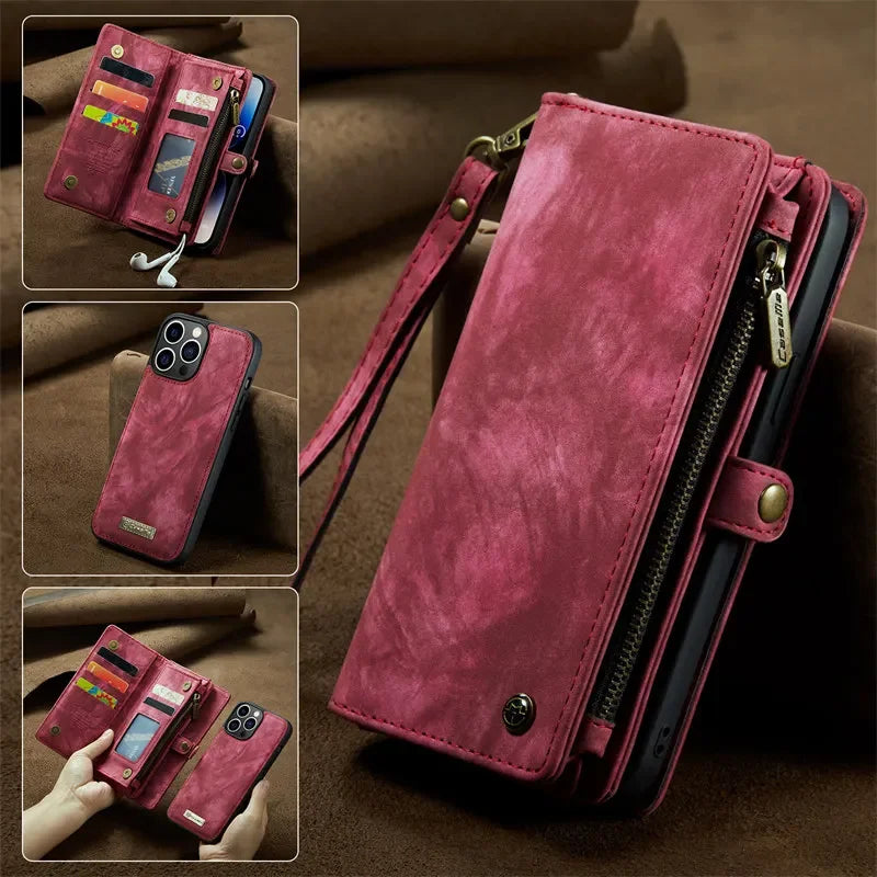 Card Pocket Wallet Magnetic Leather iPhone Case - DealJustDeal