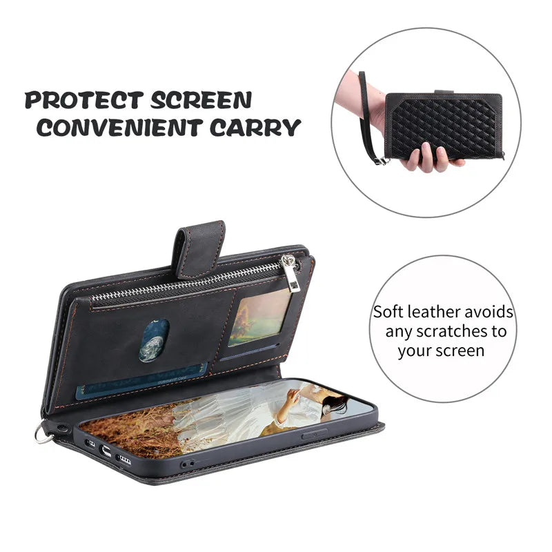 Long Lanyard Magnetic Flip Leather iPhone Case - DealJustDeal