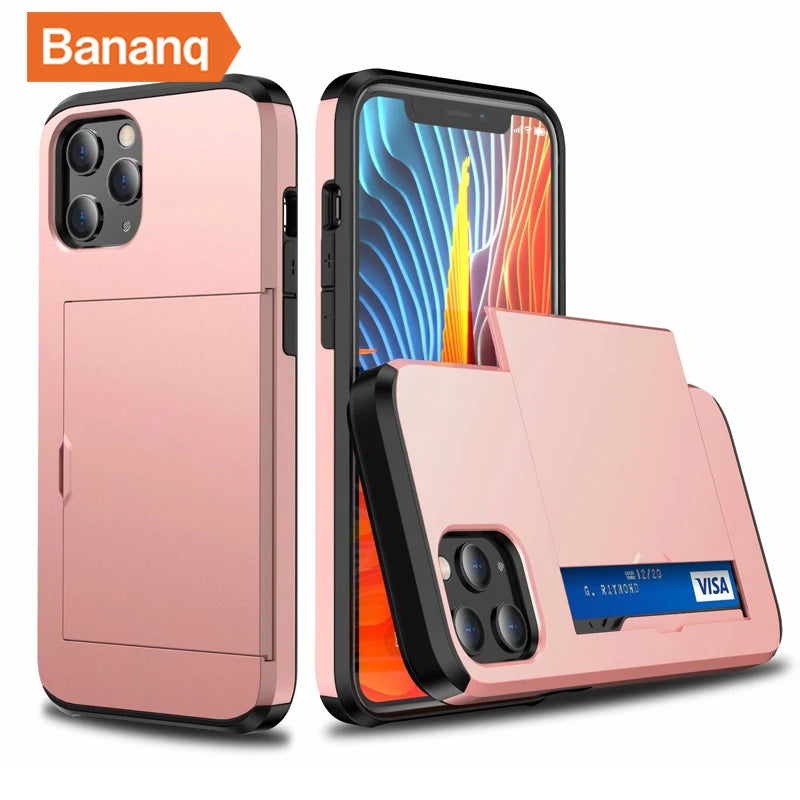 Shockproof  Slide Card Pocket iPhone Case - DealJustDeal