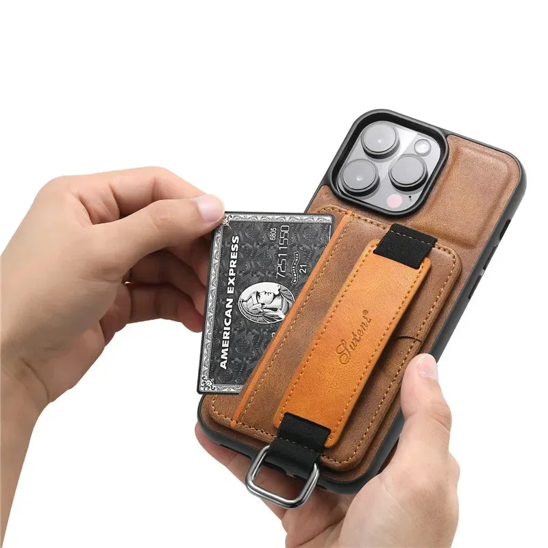 Wallet Card Pocket Leather iPhone Case - DealJustDeal