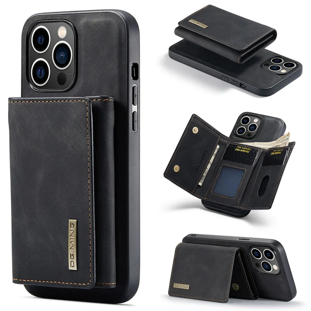 Magnetic Detachable Retro Flip Leather iPhone Case - DealJustDeal