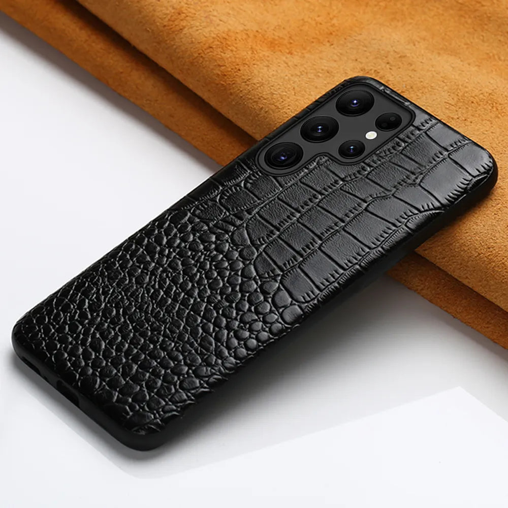 Wireless charging Anti-Glare Genuine Leather Galaxy A, Note and S Case - DealJustDeal
