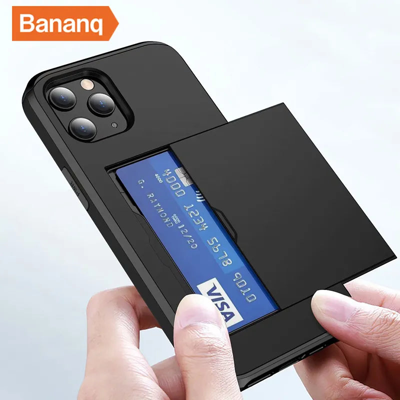 Shockproof  Slide Card Pocket iPhone Case - DealJustDeal