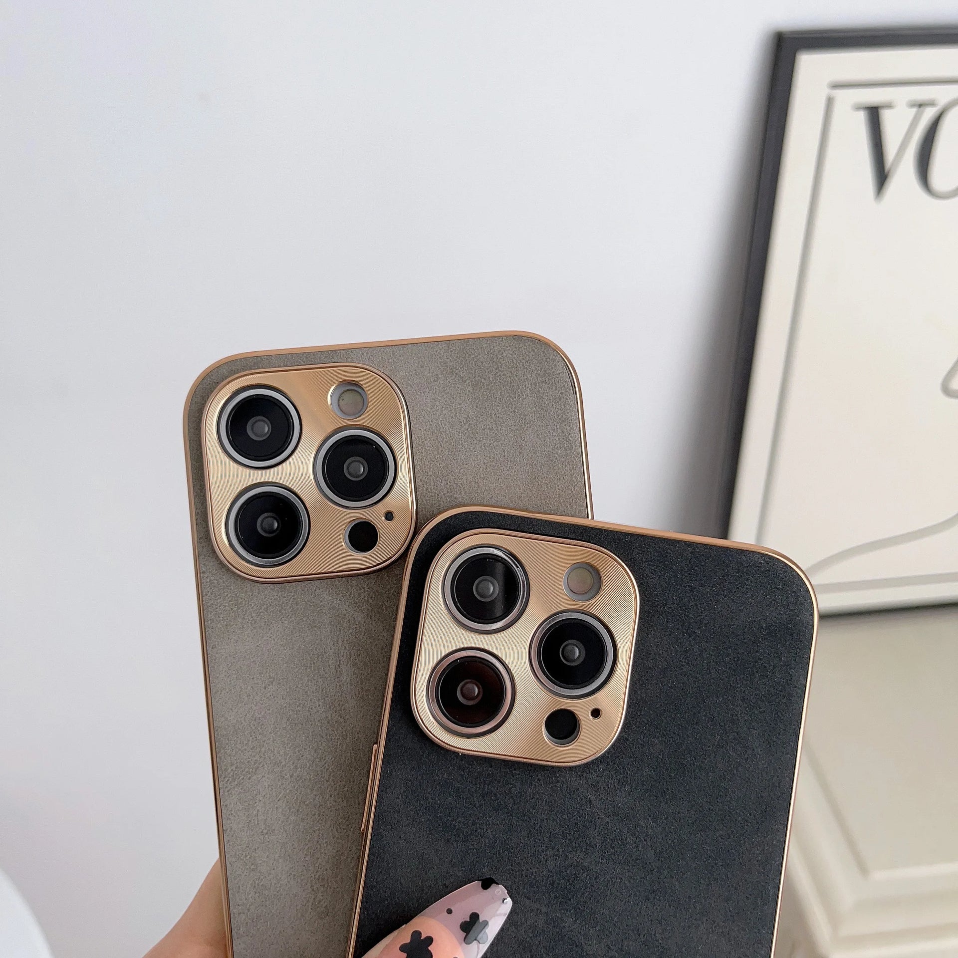 Electroplated Frame Leather iPhone Case - DealJustDeal
