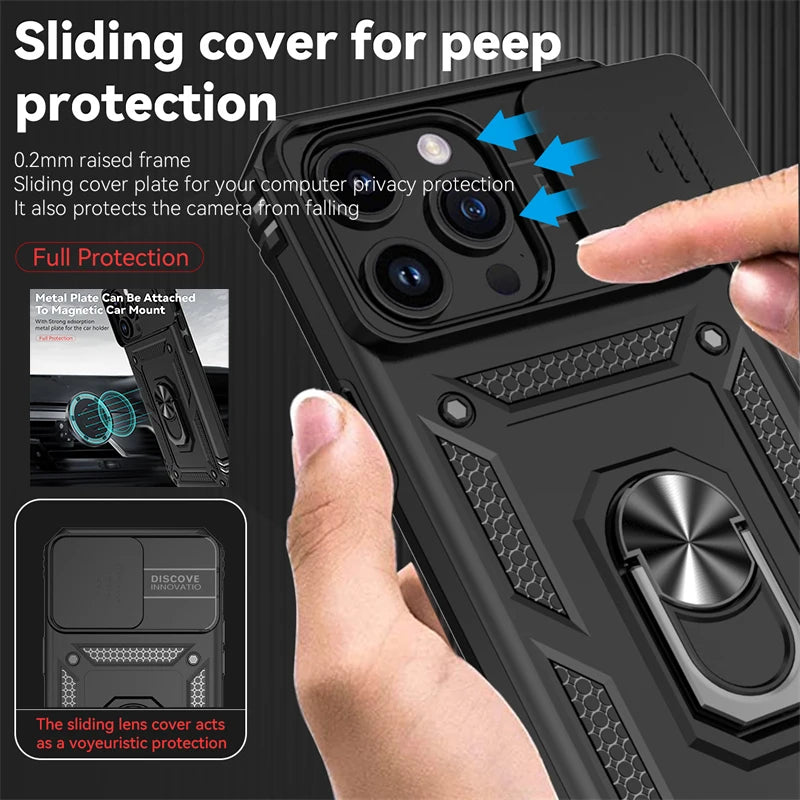 Slide the camera cover Armor Magnetic iPhone Case - DealJustDeal