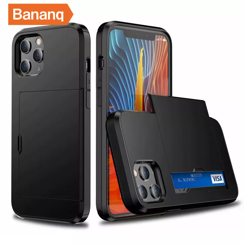 Shockproof  Slide Card Pocket iPhone Case - DealJustDeal