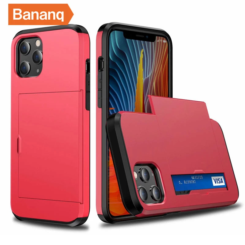 Shockproof  Slide Card Pocket iPhone Case - DealJustDeal