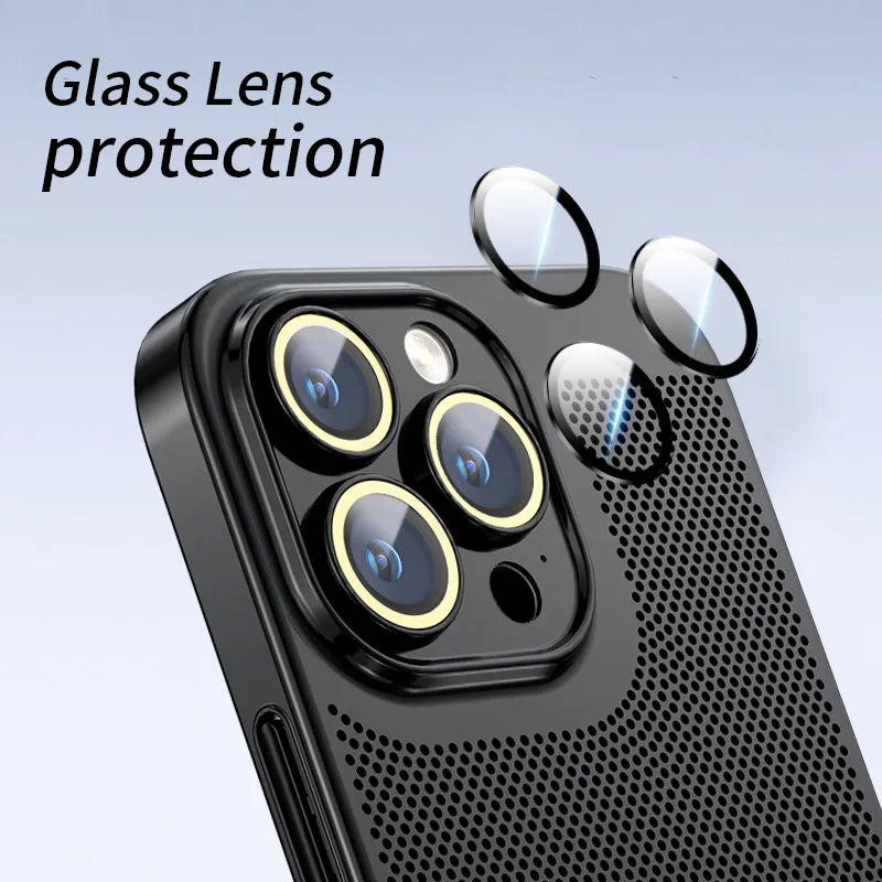 Electroplated Border Honeycomb Mesh Shell Heat Dissipation iPhone Case - DealJustDeal