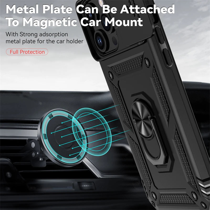 Slide the camera cover Armor Magnetic iPhone Case - DealJustDeal