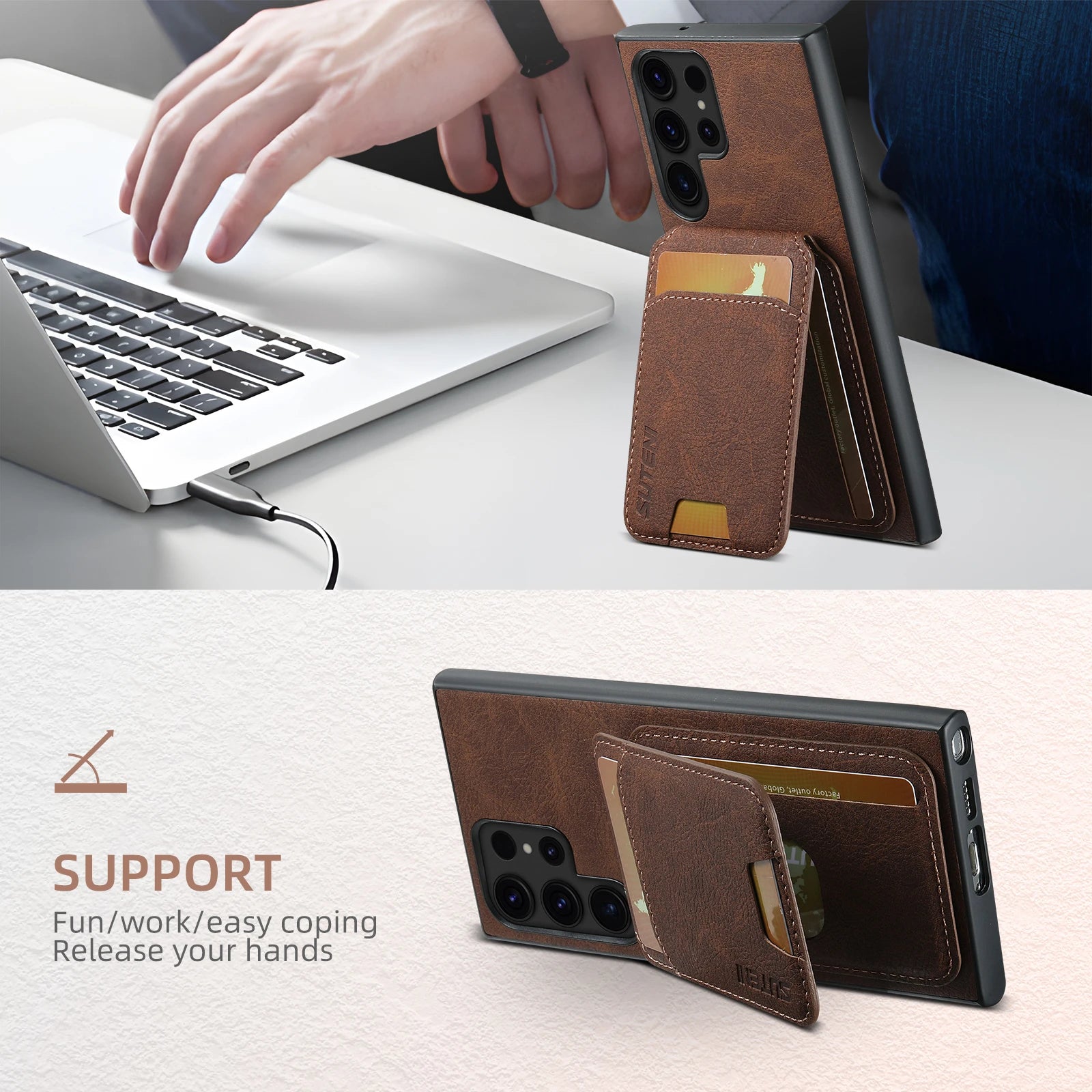 Leather Wallet Card Holder Galaxy Note and S Case - DealJustDeal
