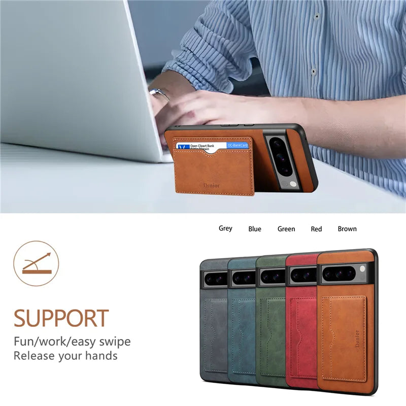 Magnetic Leather Card Holder Wallet Google Case - DealJustDeal